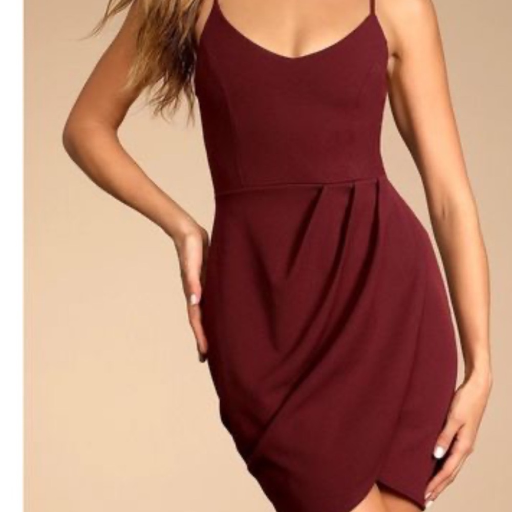 Lulu's maroon Mini Dress with Spaghetti Straps